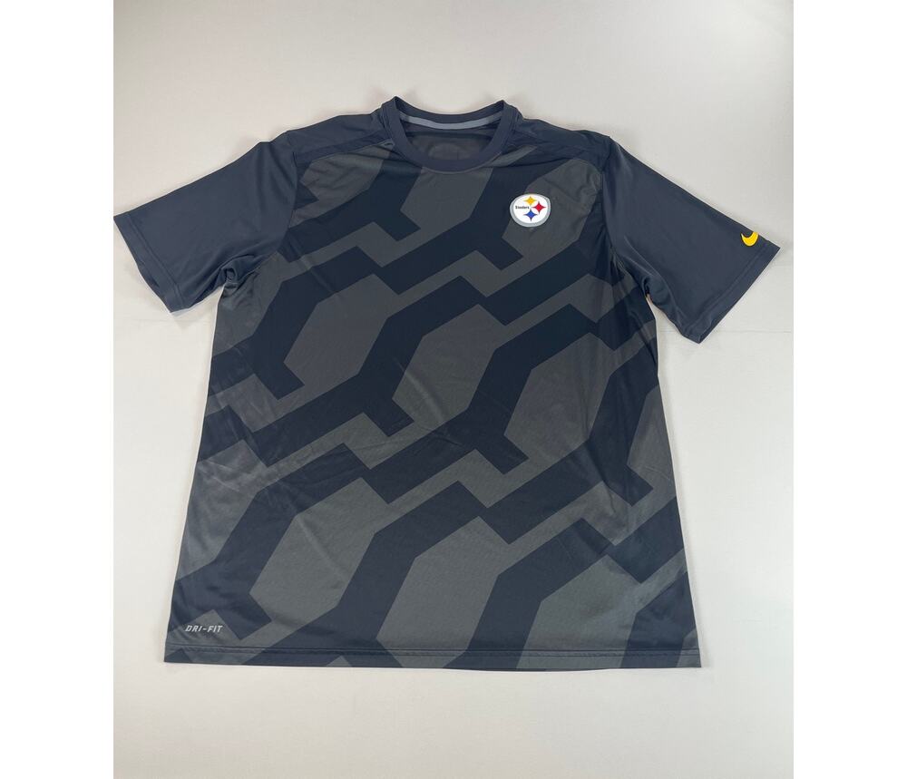 Nike Dri Fit Mens Black and Gray Steelers Short Sleeve Tee Shirt Size XL